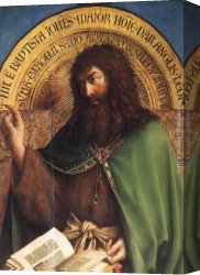 Baptist Canvas Paintings - The Ghent Altarpiece St John the Baptist [detail] by Jan van Eyck